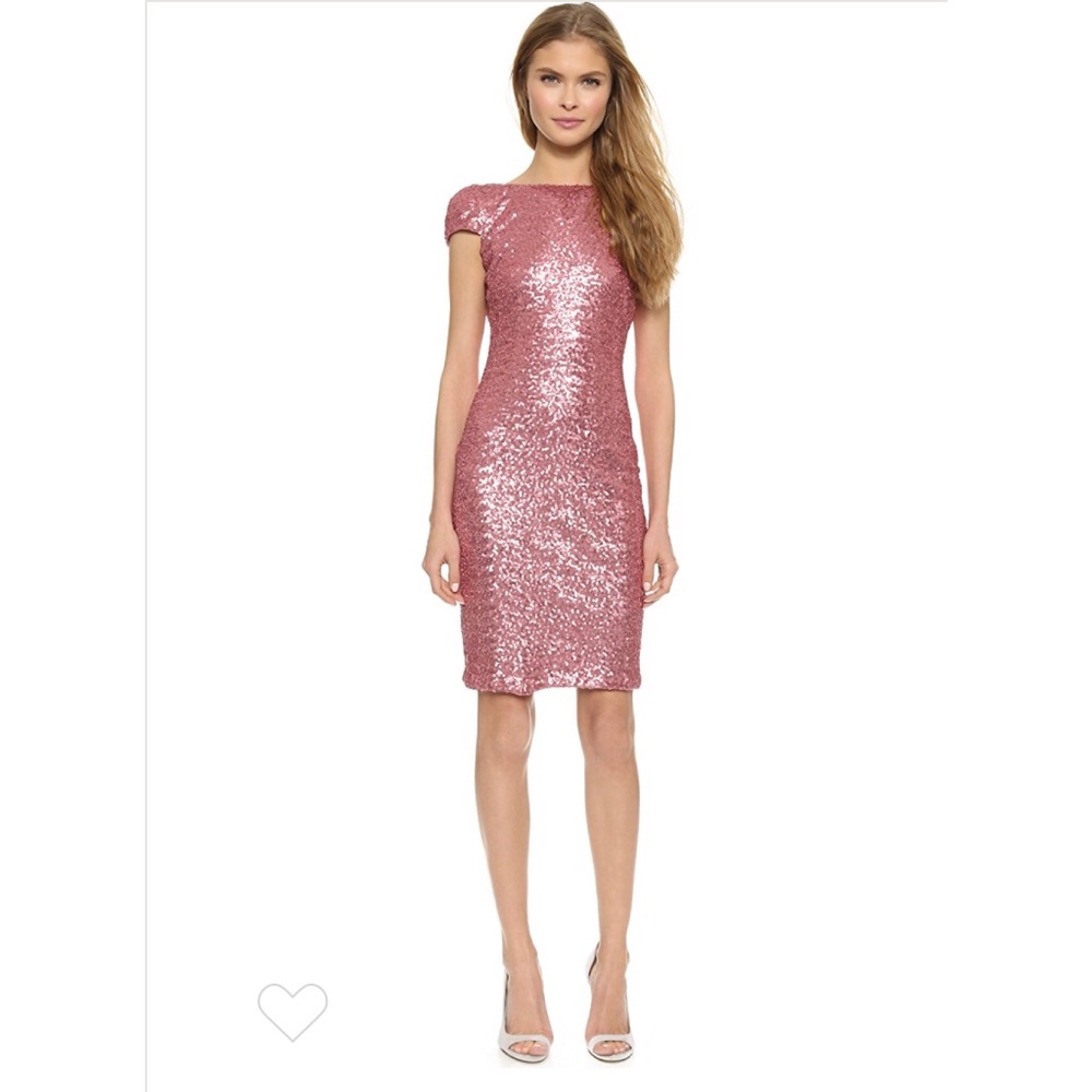 Badgley Mischka Open Back Sequin Gown Rose size 0